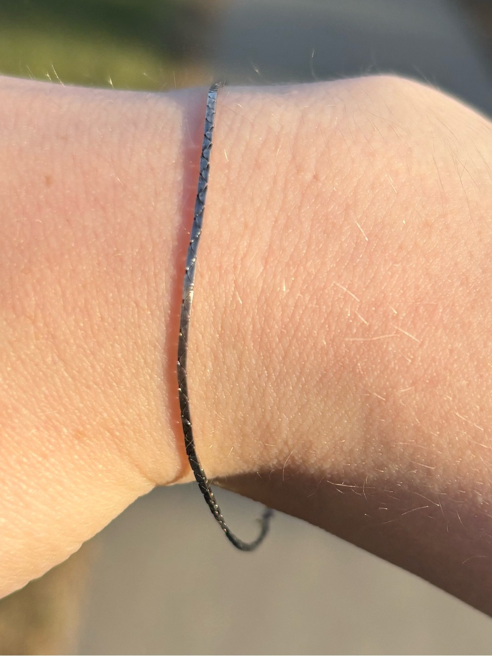 925 silver Delicate Thin Black Bracelet - Minimalist Chain